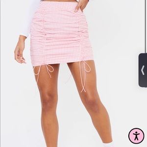 Pink ruched skirt